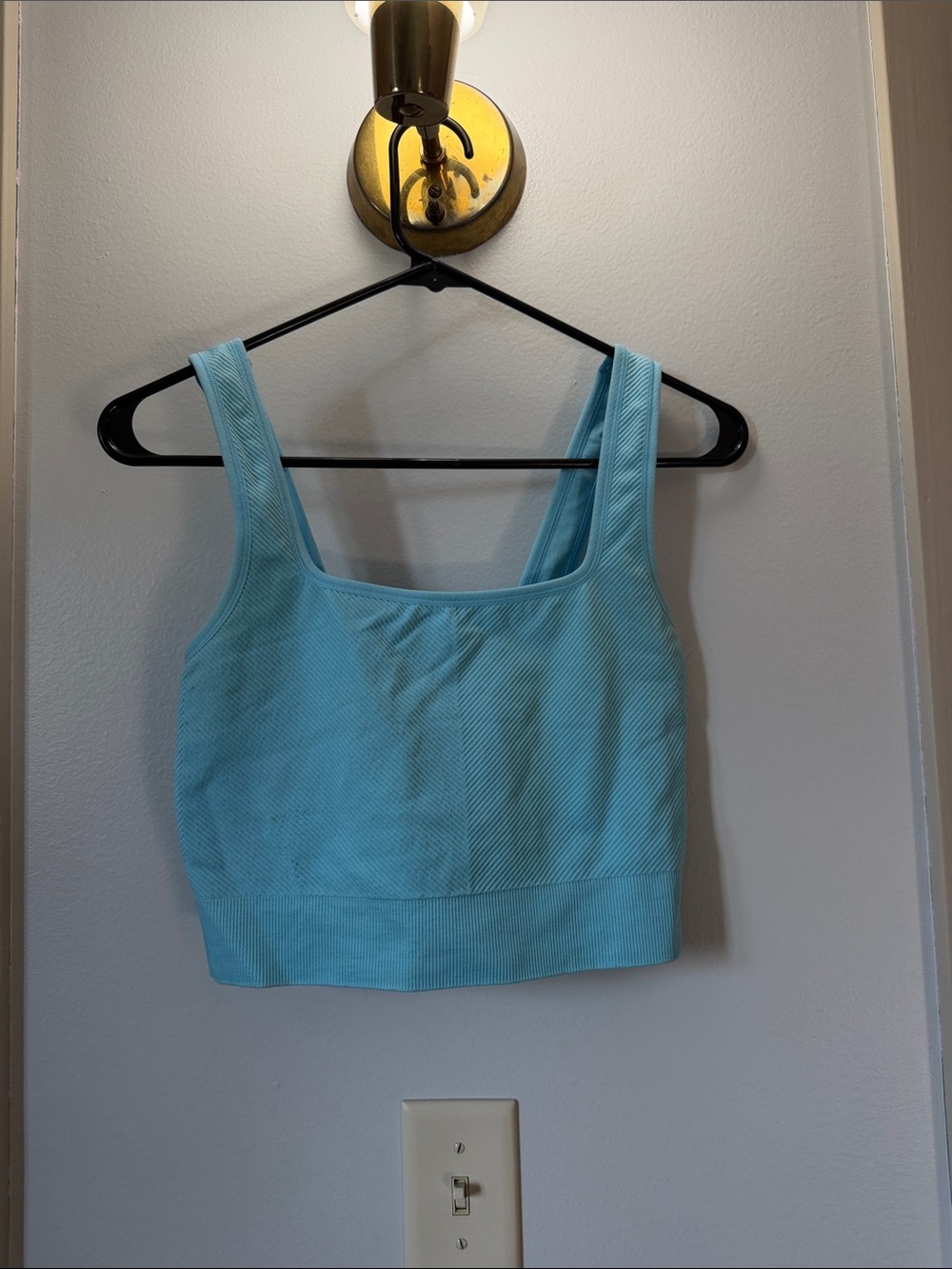 all in motion Aqua Square-Neck Ribbed Crop Tank - Picture 1 of 3